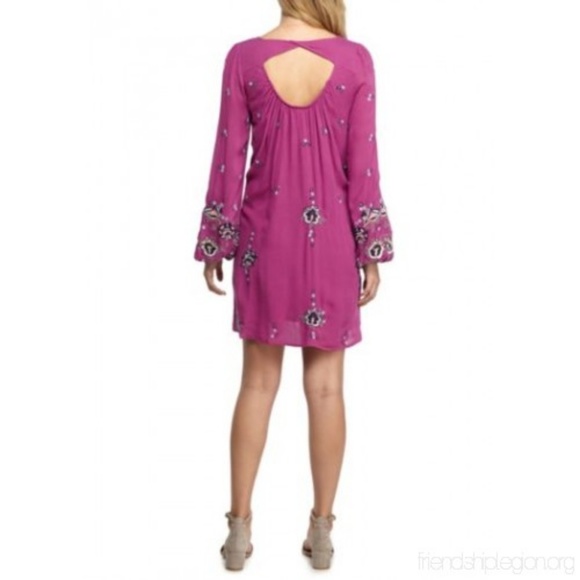 Free People Lilac Embroidered Mini Dress - Picture 2 of 8